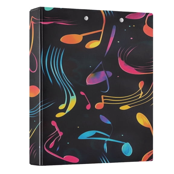 Musical Notes and Waves Pattern 3 Ring Hardcover Binders 1.5in Round Rings for Letter-Size Folder Paper Organizer Pockets for Office Student Recipe