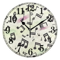 Musical Notes with Rainbow Silent Wall Clock 10" Non-Ticking Battery Clock