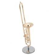 Musical Ornaments Miniature Trombone Replica, Trombone, with Stand and Case Desktop Ornament for Home Craft Decoration Music Lover Friends