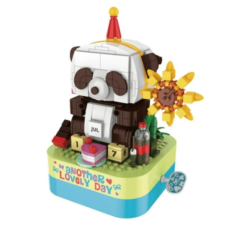 General Jim's Toys & Bricks Musical Panda Wind-Up Building Blocks, Collector Model – 525 Pieces