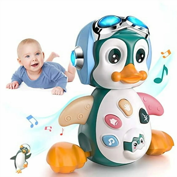 Musical Penguin Crawly Baby Toys 0-3-6 6-12 Month,Infant Light Up Tummy Time Dancing Moving Walking Crawling Toys,Baby Easter Basket Stuffers Gifts 3 4 5 6 7 8 9 10 Month 1 Year Old Boy Girl