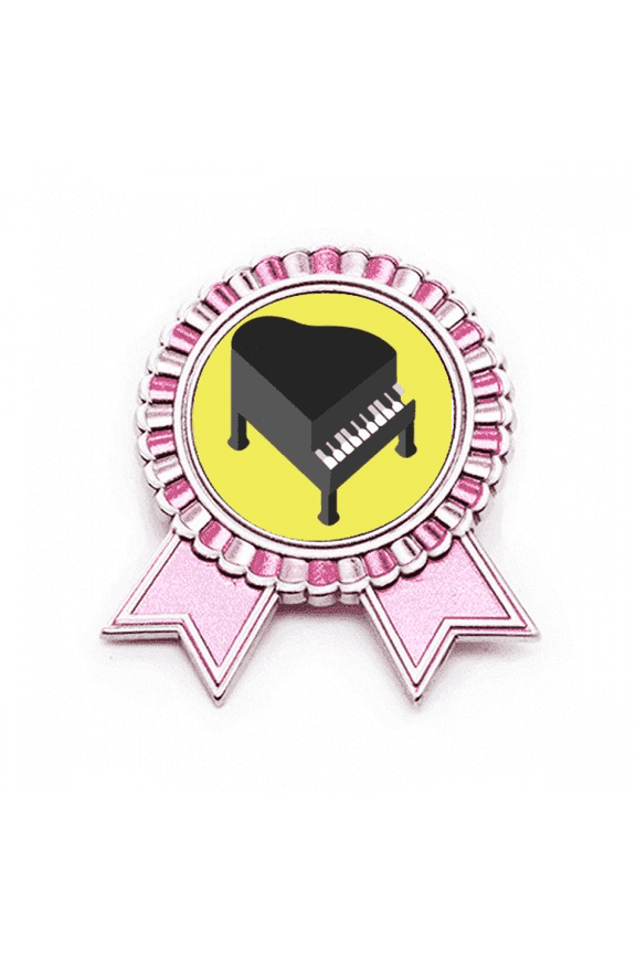 Musical Piano Pluck Badge Brooch Pin Pink Winner Award Medal