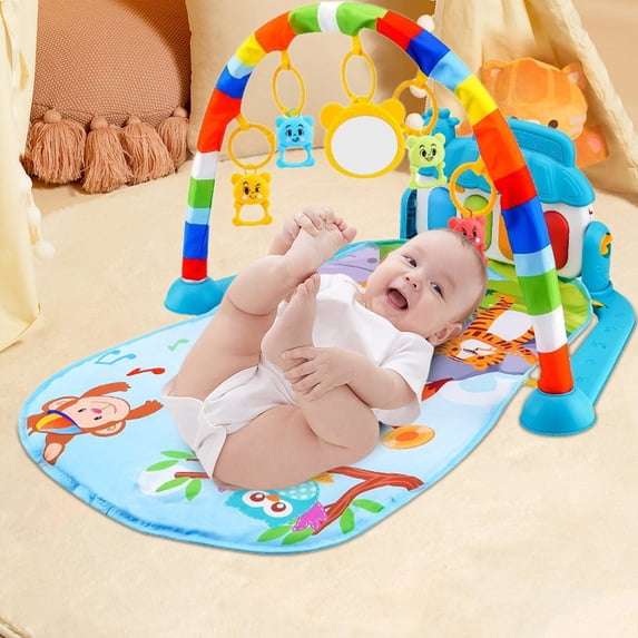 Musical Play Mat with Piano Keys, 5 Linkable Toys, 4 Play Modes, Soft and Washable Activity Gym, Encourages Development, Ideal for Youngster and Interaction