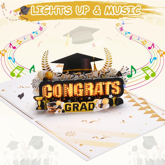 Musical Pop Up Graduation Card with Lights 2026 Class Design