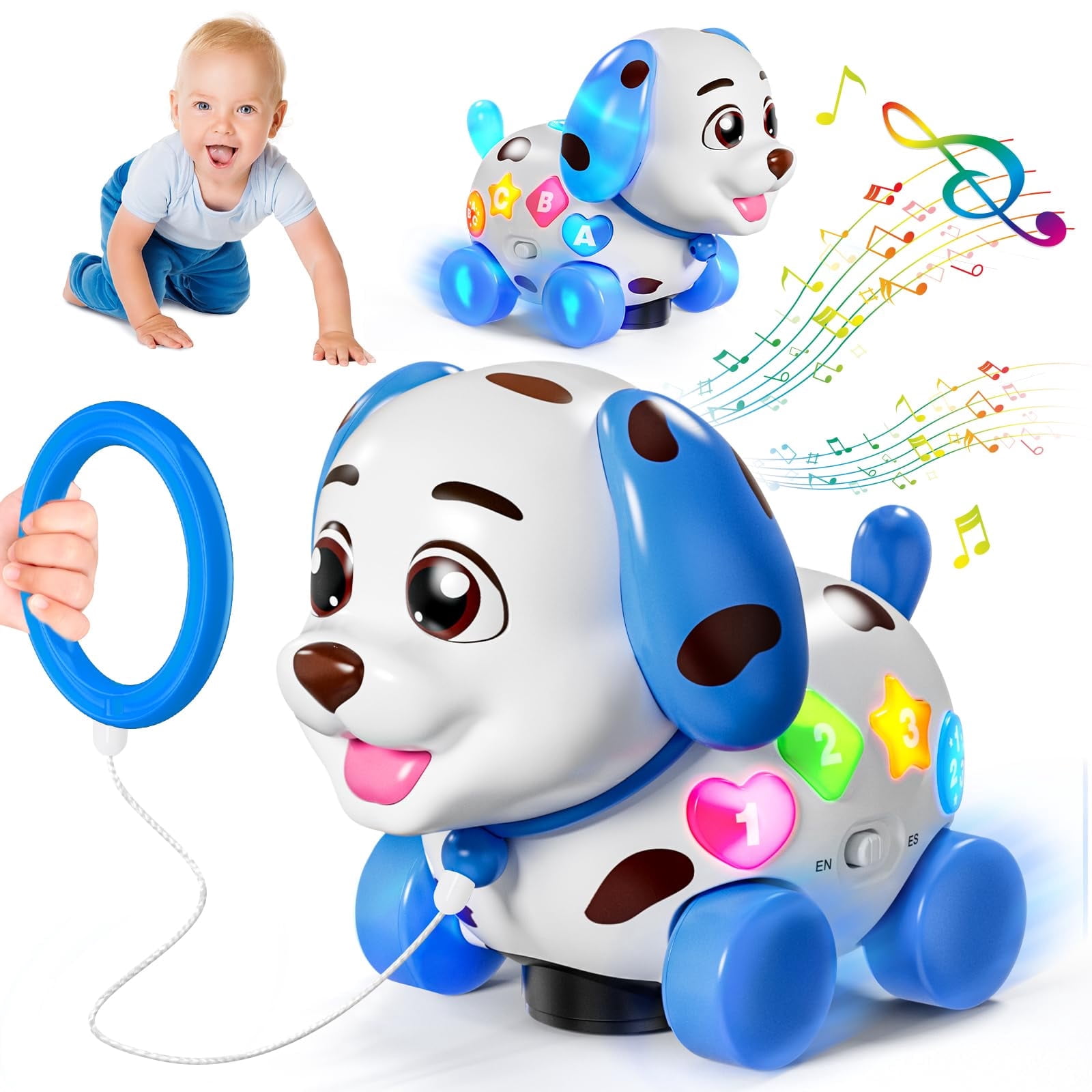 Musical Puppy Baby Toy 6-12-18 Month, Crawling & Walking Toys For 1 Year Old Boy Girl Gifts, Birthday Gift For 1 Year Old Boy Toy, Bilingual Infant Present For 6 7 8 9 10 Month