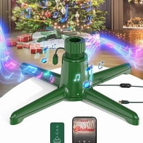 Musical Rotating Christmas Tree Stand, Up to 9ft 120 lb Artificial Christmas Tree, 360° Spinning Tree Stand with Remote Control, Built-in 3 Light Output Ports 800W