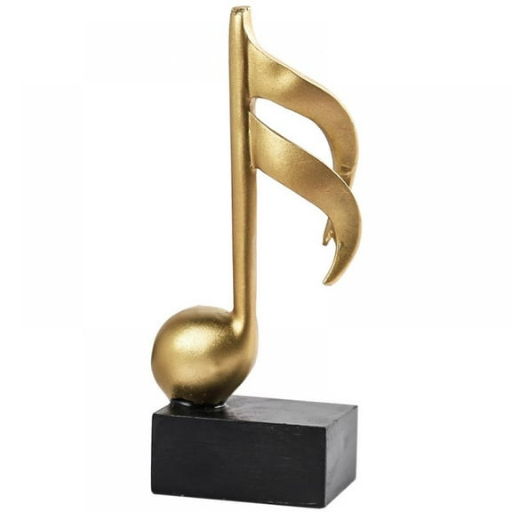 Musical Sculptures Music Note Figurine Statue Decorative Ornaments Art Decor for Living Room Bedroom TV Cabinet Gift (Gold)