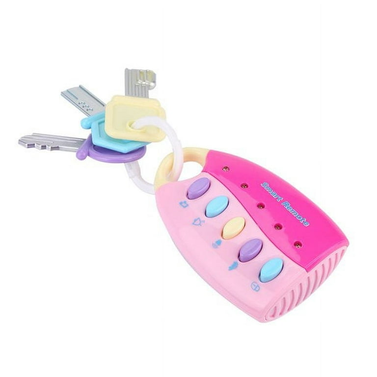 Musical Smart Remote Key Toy Fake Car Toy Keys with Sound and Lights Fun  and Educational Key Toys(Pink) 