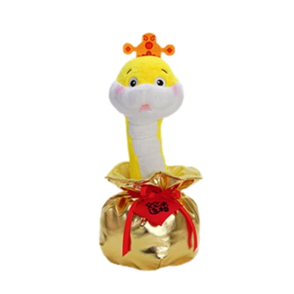 Musical Stuffed Snake Toy Plush Dancing Cartoon Figure Anime Doll for Chinese New Year 2025 Spring Festival Throw Pillow