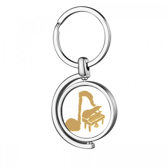 Musical Symbol Juxtaposed Piano Rotating Keychain Metal Keyring Holder