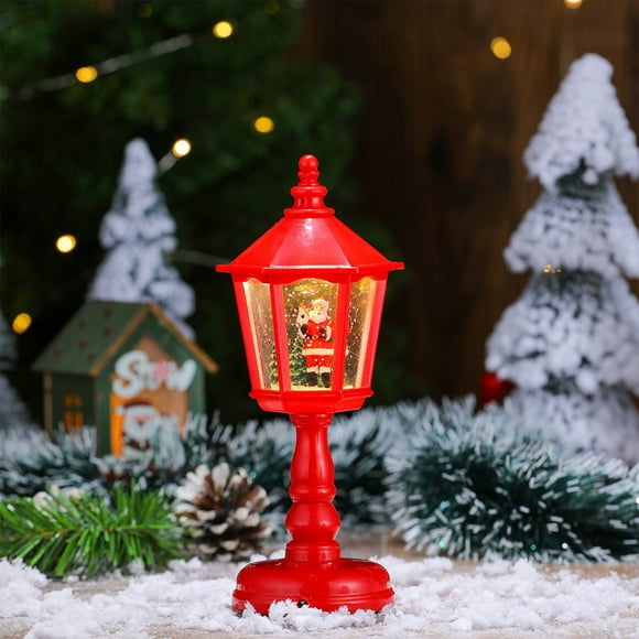 Musical Tabletop Lantern 8.2 Inch Snowing Christmas Lamp Post LED Decoration Santa Claus Snowman Christmas Tree Light Snow Christmas Tree With USB Data Cable Inject 50ml Water