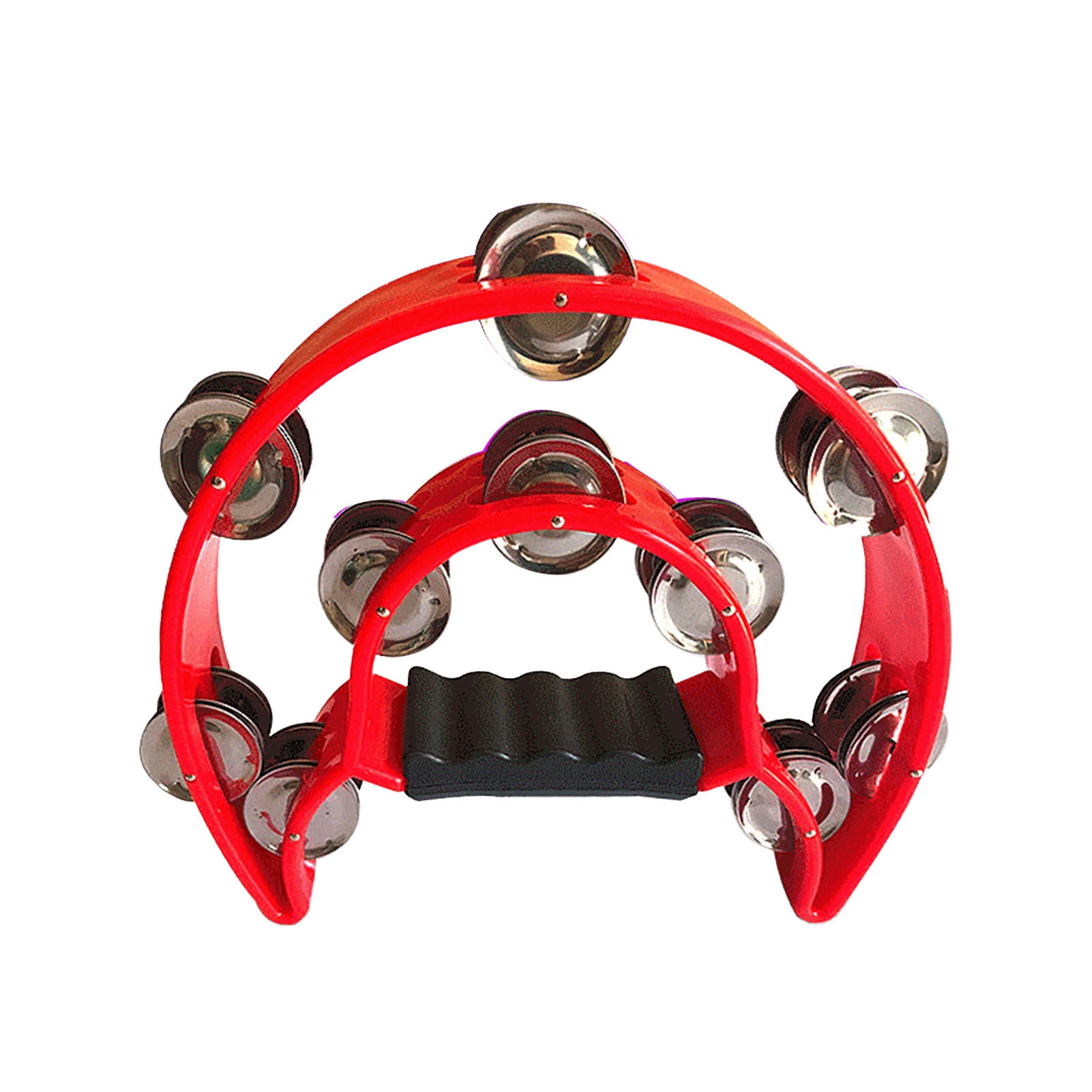 Musical Tambourine, ABS Plastic Hand Rhythm Percussion Instrument Red