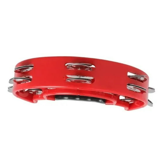 Musical Tambourine Half Moon 2 Row Jingles Handheld Percussion Drum Plastic Metal for KTV Party Red