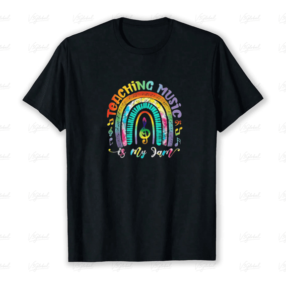 Musical Teacher Teaching Music Is My Jam Rainbow Tie Dye Style Unisex T-Shirt, up to size 5XL