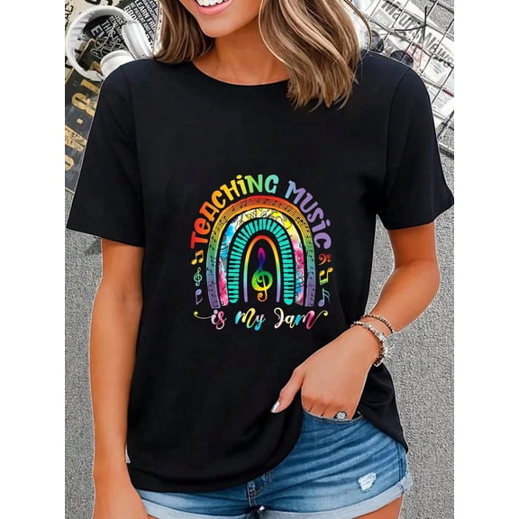 Musical Teacher Teaching Music Is My Jam Rainbow Tie Dye T-Shirt