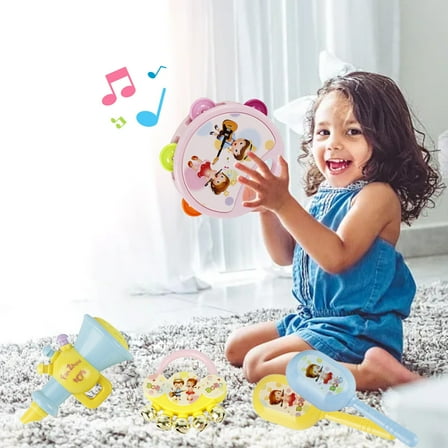 Musical Toy Set,Handbell Rattle Trumpet Shaker Early Learning Instrument for Infants,Early Education Musical Toys,Baby Educational Toys,Birthday Gifts for Toddler over 1 Year Old