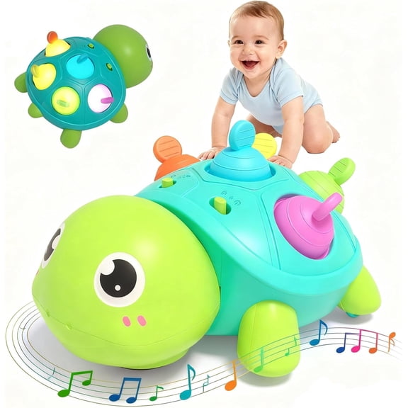 Musical Toys for Babies 6-12 Months, Light-up Turtle Crawling Toy, Tummy Time Infant Baby Toys, for Babies 7, 8, 9, 10, 11 Months, 1 Year Old, Gift for Boys and Girls
