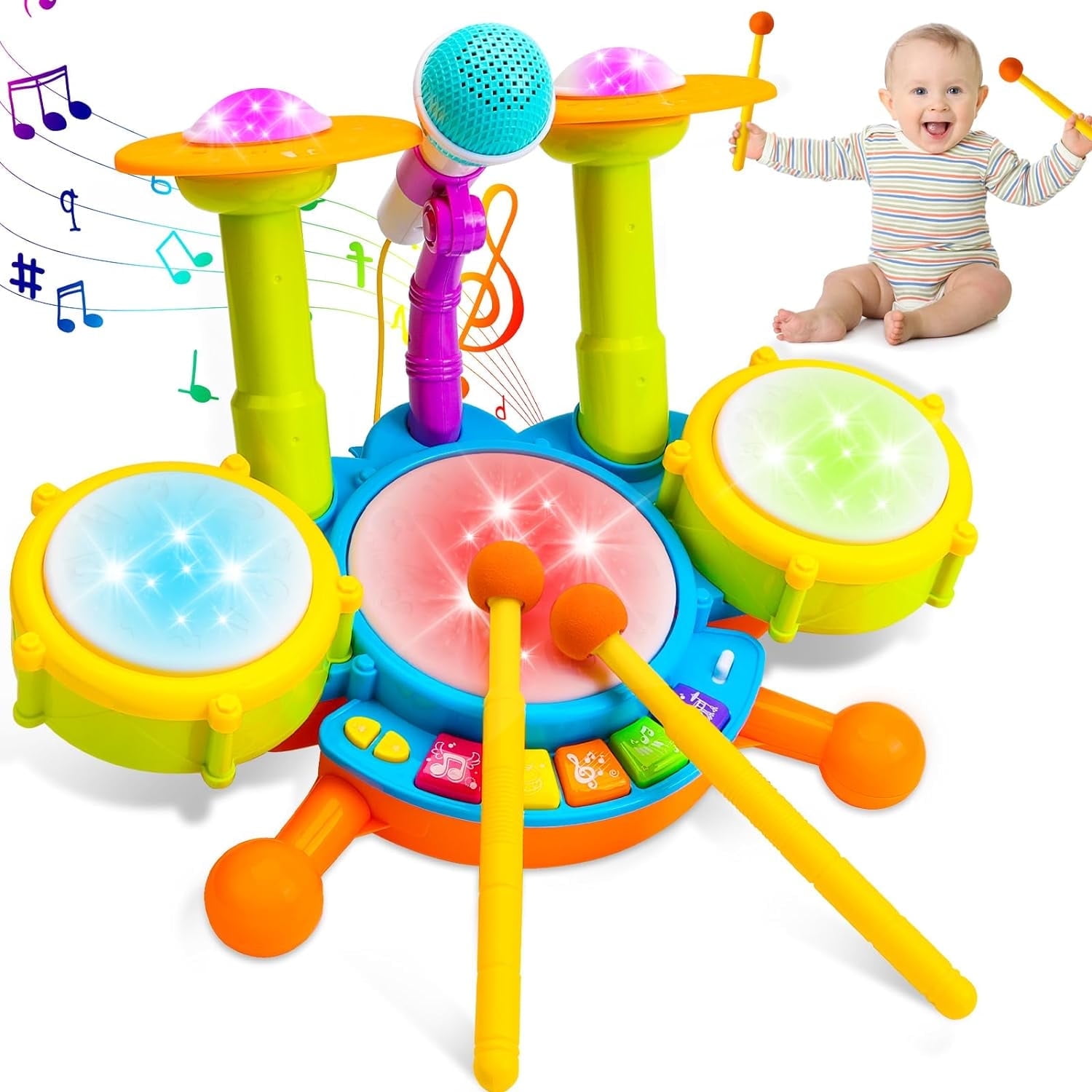 Style-Carry Musical Toys for 1 Year Old, Drum Sets for Toddlers 1-3, Baby Learning Toys, Birthday Gifts for 1 2 3 Year Old Boys Girls