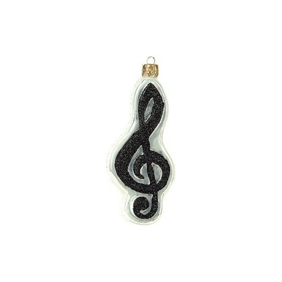 Musical Treble Clef Symbol Polish Blown Glass Christmas Ornament Decoration