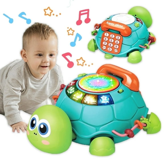 Sunforu Musical Turtle Crawling Baby Toy for 12-18 Months, Early Learning Educational Toy with Light & Sound，Light up Tummy Time Educational Learning Toys for 1+ Boy Girl Gifts