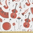 thumbnail image 1 of Ambesonne Musical Fabric by the Yard Upholstery, Grunge Musical Instruments, 5 Yards, Vermilion and Black, 1 of 4