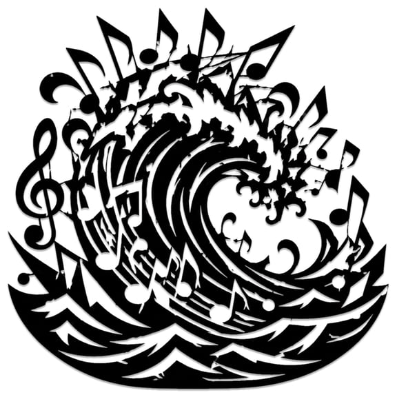 Musical Wave Metal Wall Art WallArt Decor Metal Outdoor Decor Metal Signs Modern Abstract Artwork Whimsical Elegant Home Decor Wall Decoration for Living Room Bedroom Office Apartment