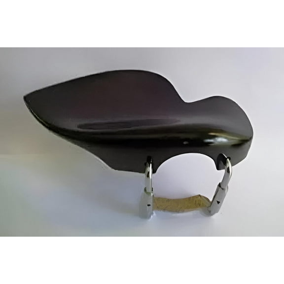 Musical Works Ebony Wood Violin Shark Chinrest with Chromium Brackets, 4/4 Size, AAA Quality, Ergonomic Comfort