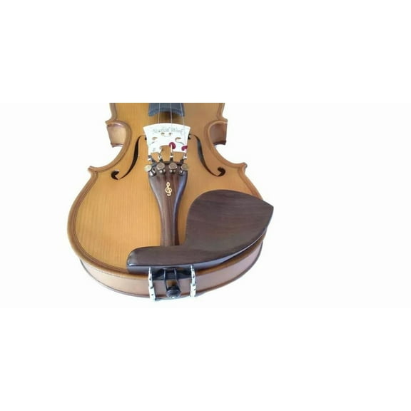 Musical Works Violin Chinrest, Guarneri Style, Left Hand, Rosewood with Chromium Brackets, 4/4 Size, High-Quality Ergonomic Design