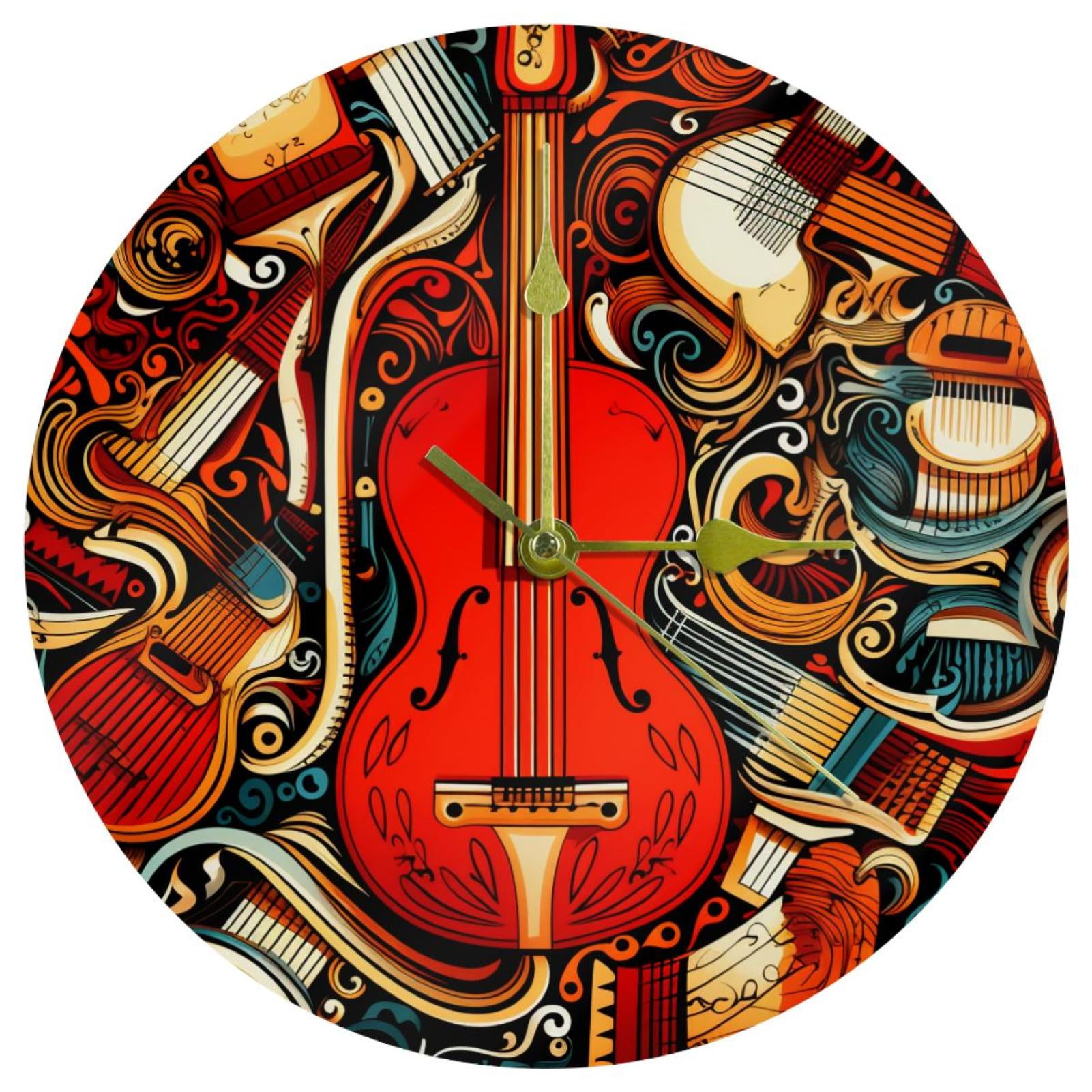 Musical instrument Circular Acrylic Wall Clock - Stylish Timepiece for ...