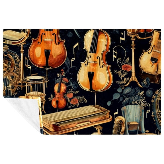 Musical instrument Soft Microfiber Throw Blanket - Printed Lightweight Blanket for Sofa, Bed, Couch, Office, and Camping