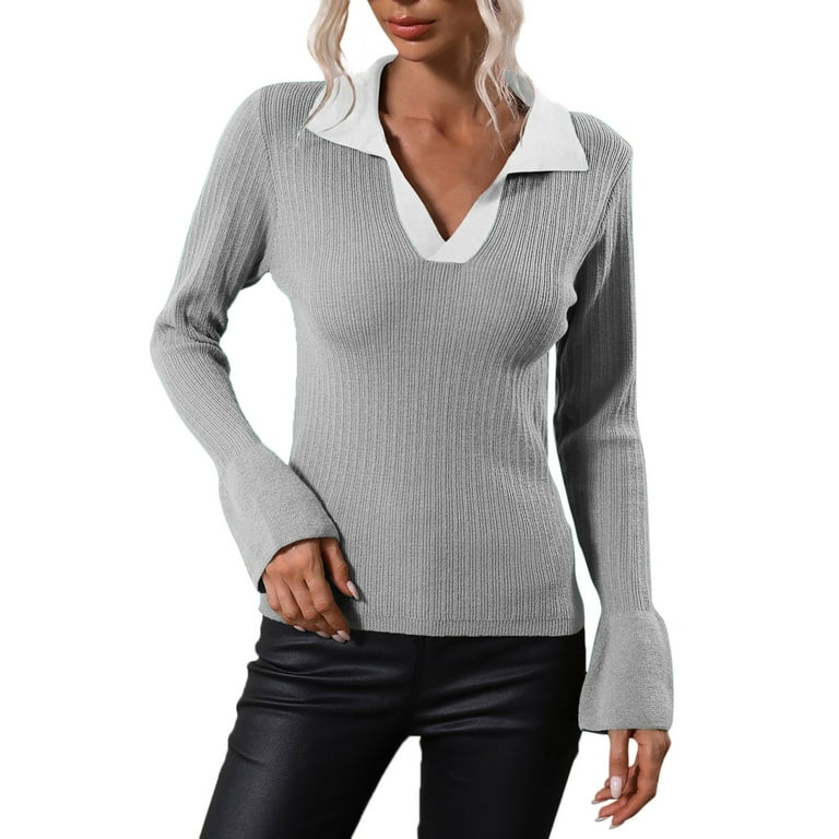 Collared pullover sweatshirt women's hot sale