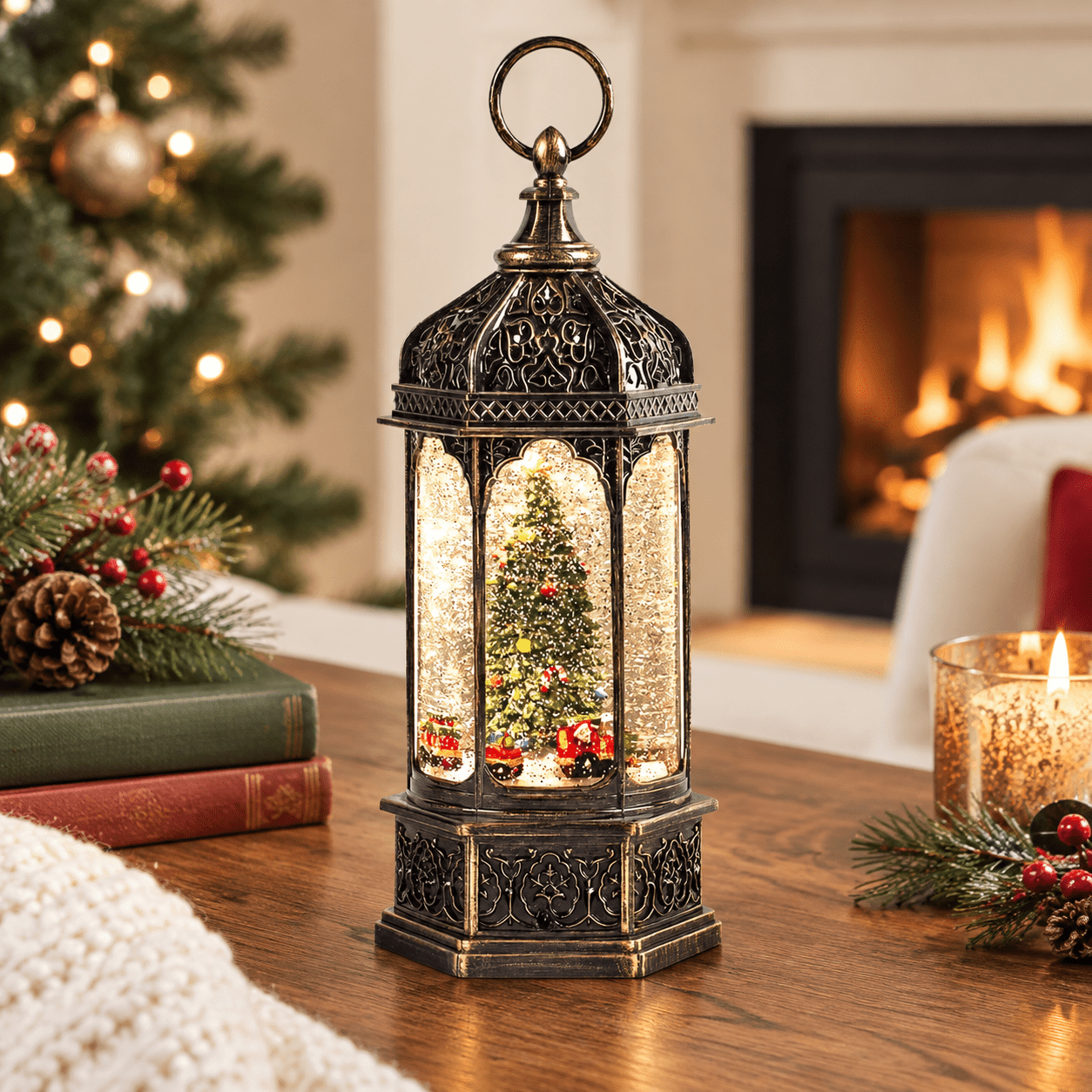 Musicalmas Tree Snow Globe With Timer Decoratives Rotate Music ...