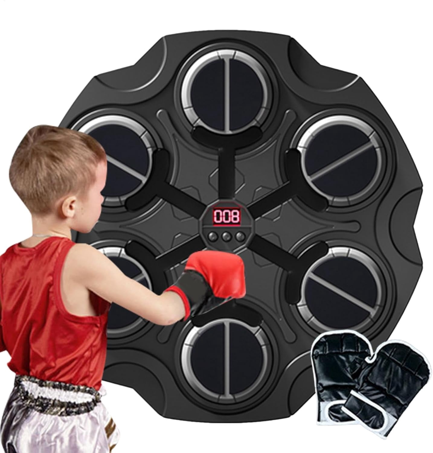 Musicboxing Machine with Bluetooth LED Counter, Smart Boxing Trainer with Gloves for Kids Adults, 3 Modes Interactive Fitness Equipment for Home