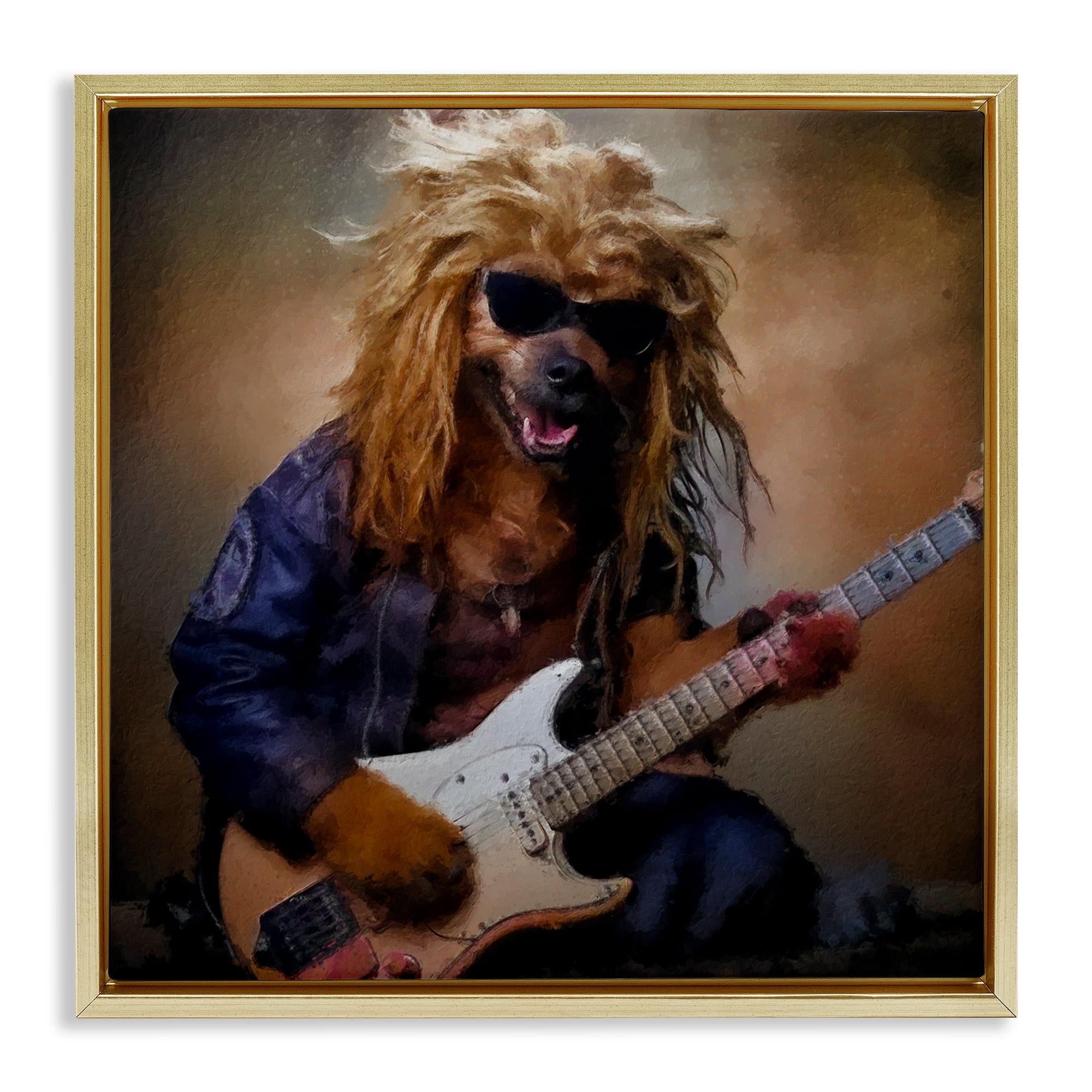 Musician Canine Clark Gold Framed Floater Canvas Wall Art, design by Sean Parnell