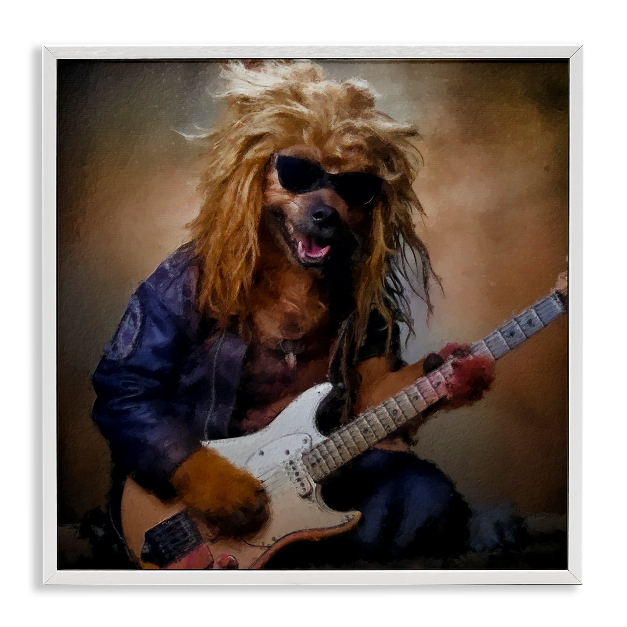 Musician Canine Clark White Framed Giclee Art, design by Sean Parnell
