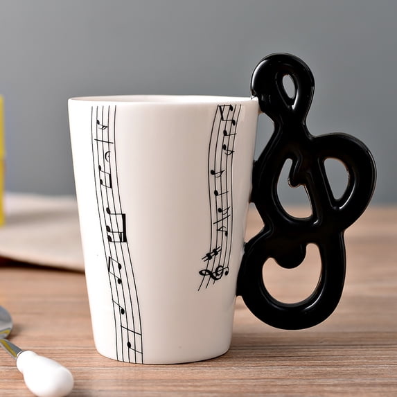 Musician Gift Ceramic Coffee Mug 7oz/200ml - Guitar & Sheet Music Design, Microwave & Dishwasher Safe for Music Lovers/Teachers (Porcelain Cup) Multicolor