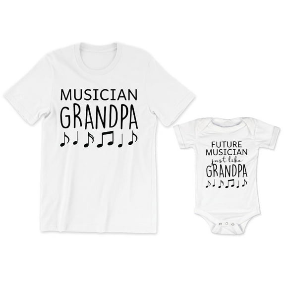 Musician Grandpa Men's T-Shirt Music Notes Graphic Tee Future Musician Just Like Grandpa Baby Bodysuit Kids Youth Toddler