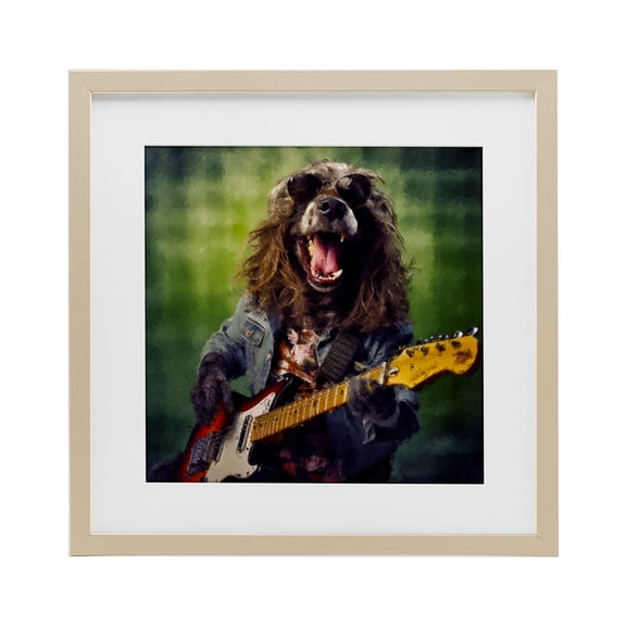 Musician Mutt Halen Birch Framed Print Under Glass, design by Sean Parnell
