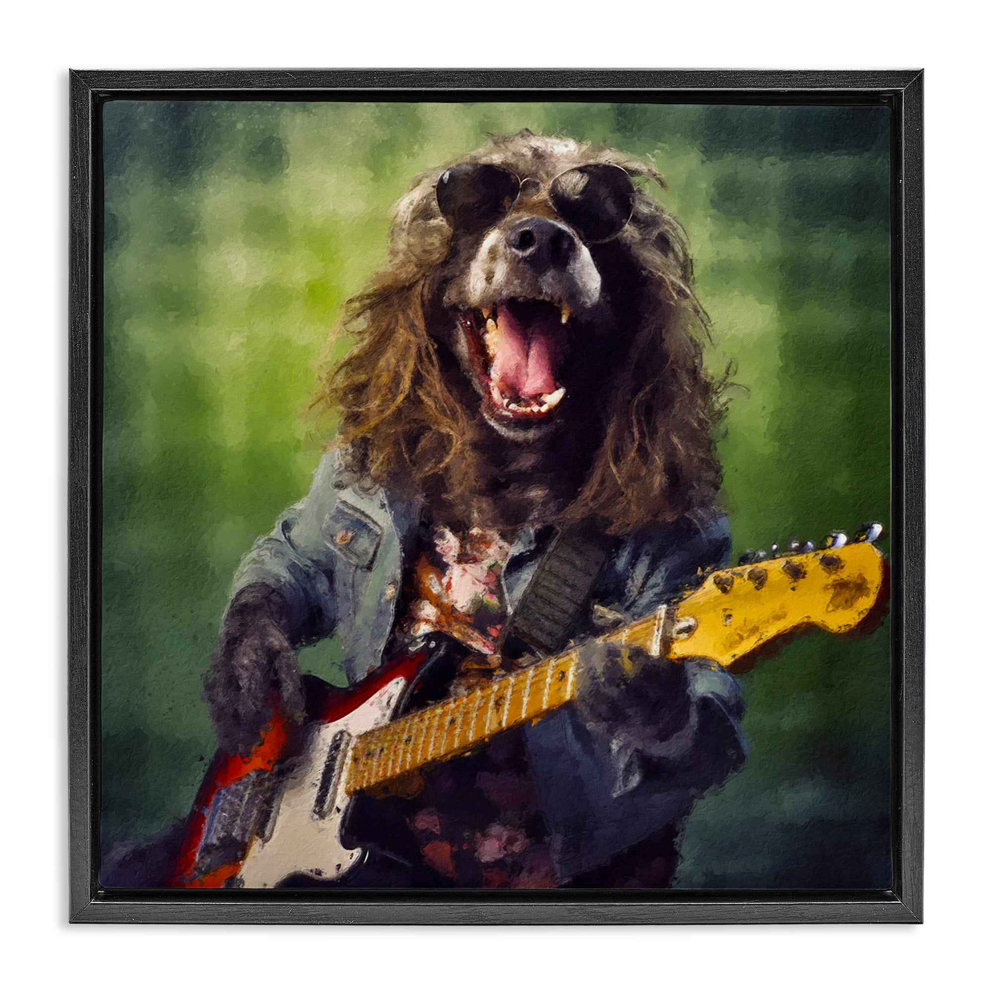 Musician Mutt Halen Black Framed Floater Canvas Wall Art, design by Sean Parnell