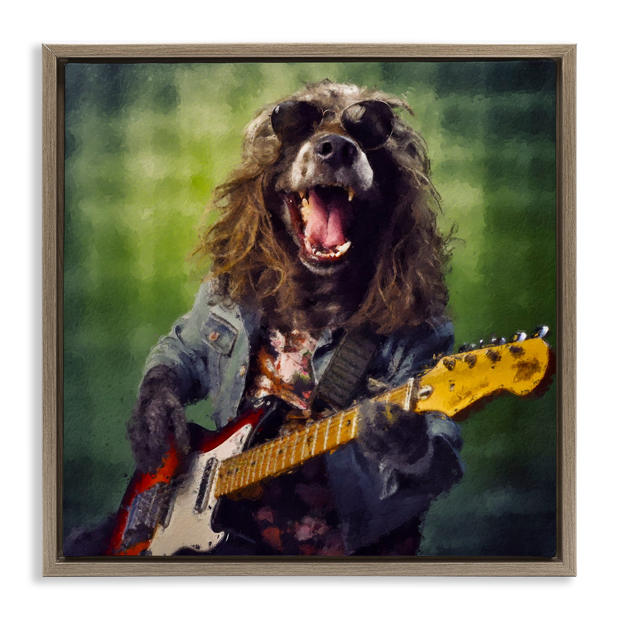 Musician Mutt Halen Brown Framed Floater Canvas Wall Art, design by Sean Parnell