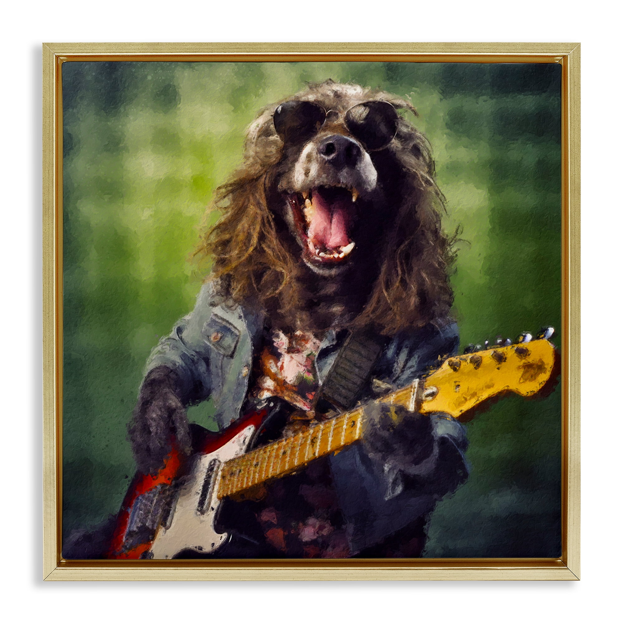 Musician Mutt Halen Gold Framed Floater Canvas Wall Art, design by Sean Parnell