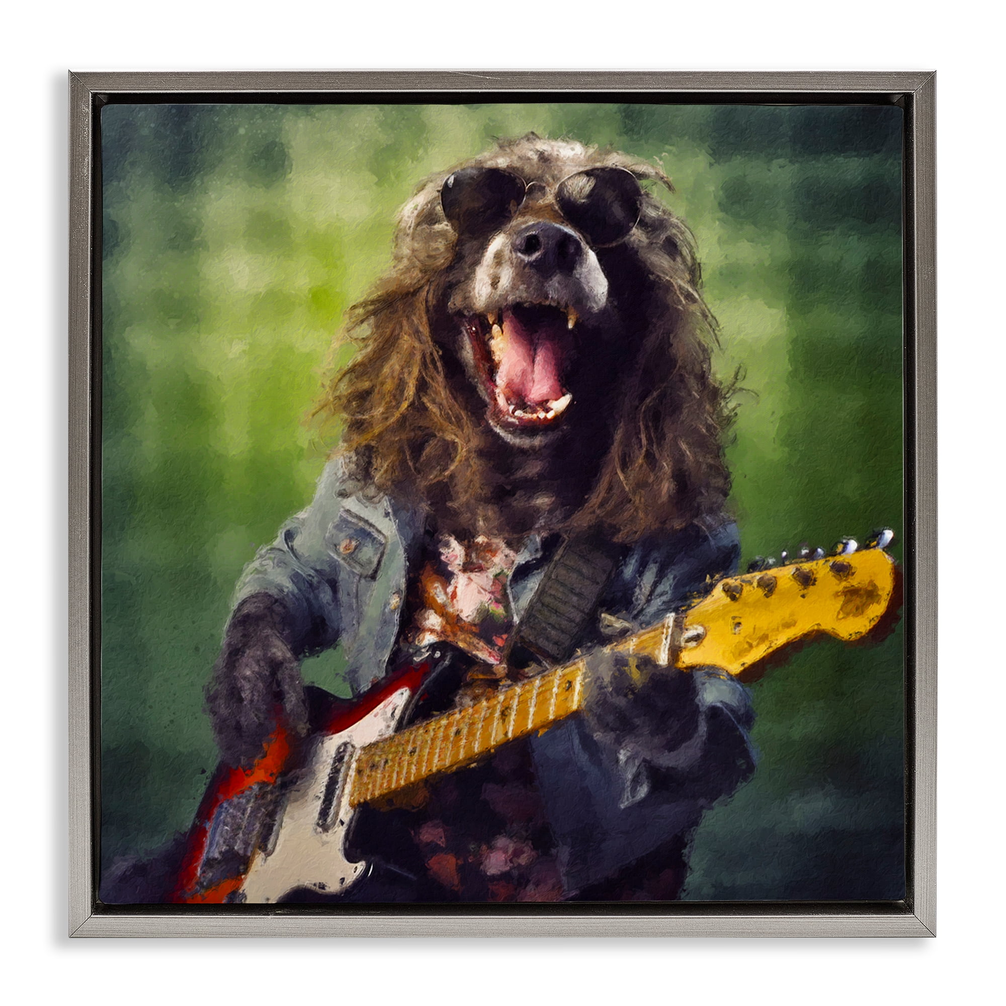 Musician Mutt Halen Gray Framed Floater Canvas Wall Art, design by Sean Parnell