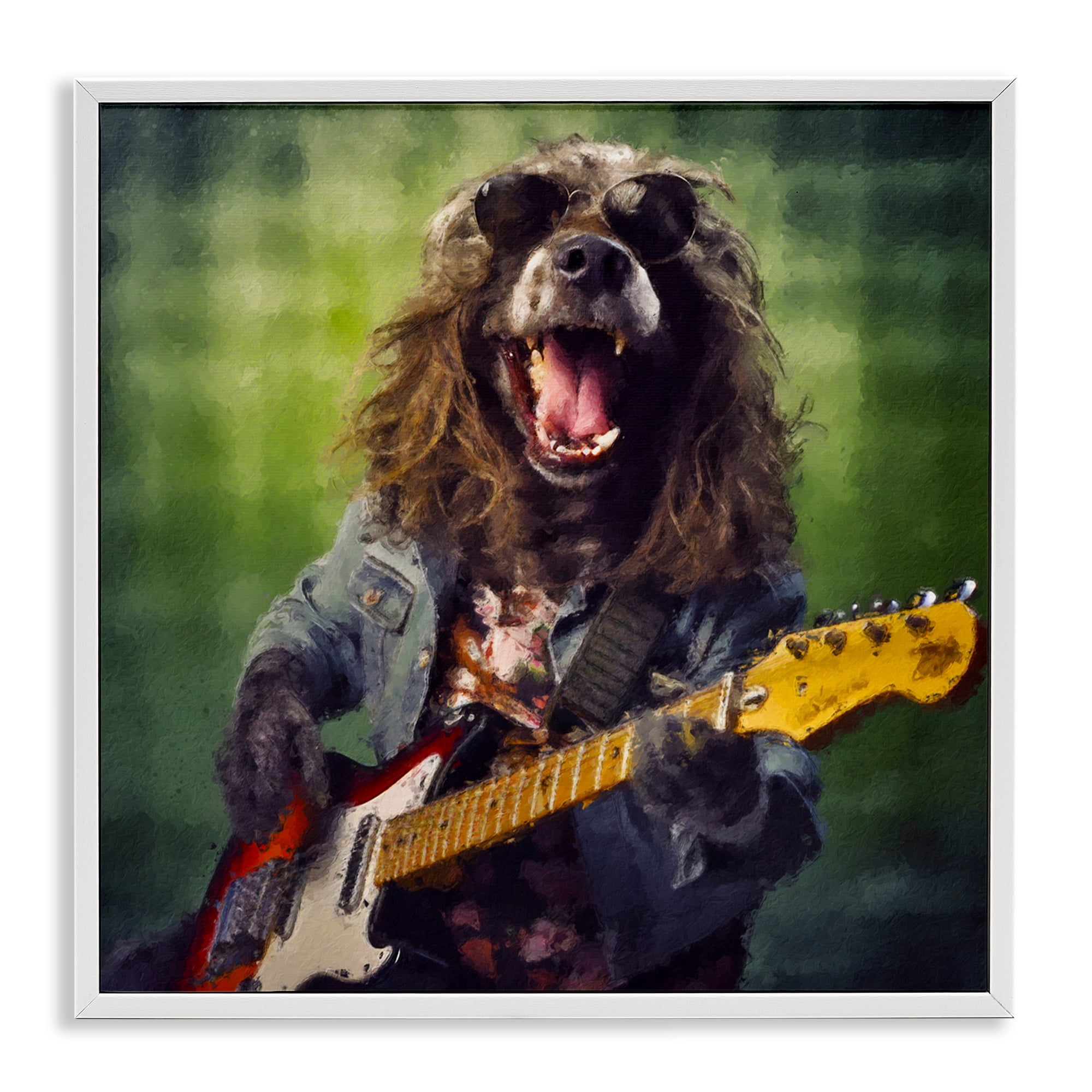 Musician Mutt Halen White Framed Giclee Art, design by Sean Parnell