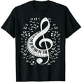 Musician Pianist Music Notes Keyboard Treble Clef Piano T-Shirt 