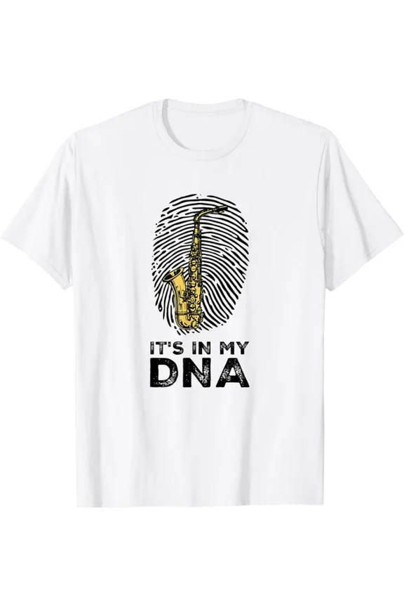 Musician Sax Player Fingerprint Art It'S In My Dna Saxophone T-Shirt
