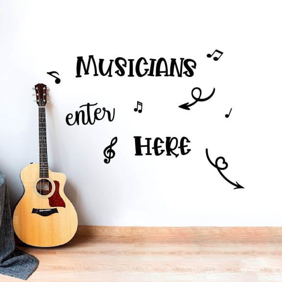 Musician Theme Texts Wall Stickers Music Vinyl Wall Decals Music Adhesive Sticker DIY Vinyl Art Decorations for Musical Room Bedroom Living Room Large Size Wallpaper Decor Colorful DIY