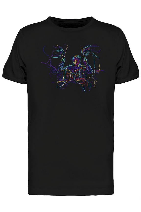 Musician With Drums Design T-Shirt Men -Image by Shutterstock, Male Large