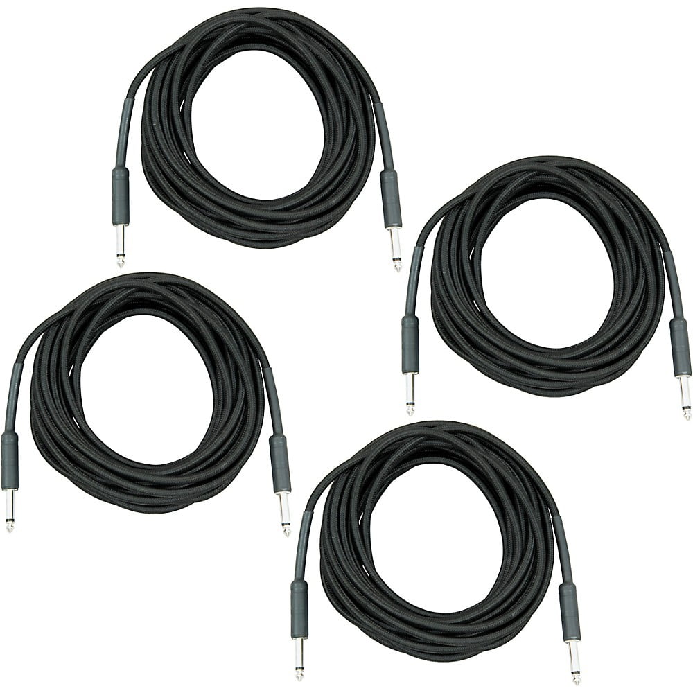 Musician's Gear Braided Instrument Cable 1/4" 4-Pack - 20 ft. Black