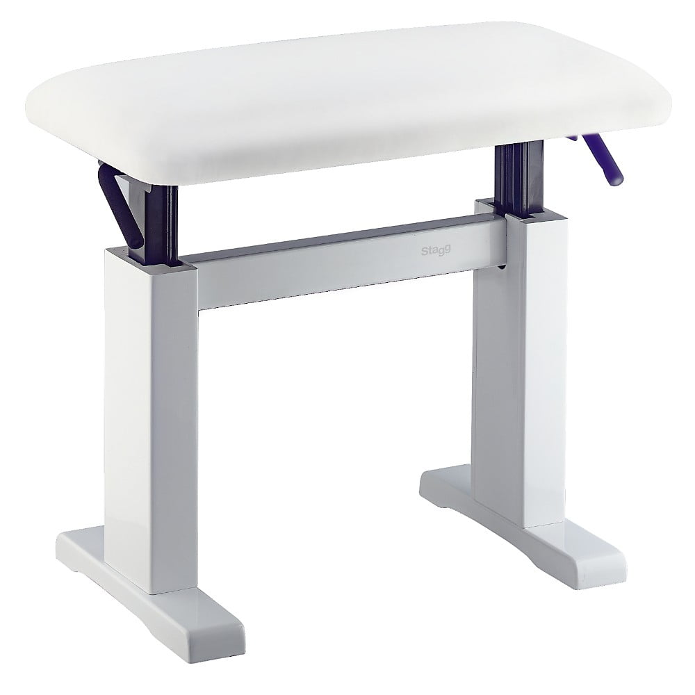Musician's Gear Hydraulic Lift Piano Bench White Vinyl Top White Polished Finish