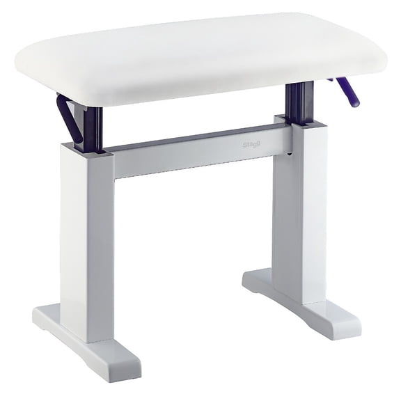 Musician's Gear Hydraulic Lift Piano Bench White Vinyl Top White Polished Finish